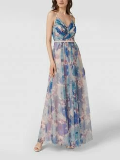 LACE & BEADS Shop 6 V.M. Abendkleid Mit Floralem Muster - Hellblau