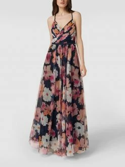 LACE & BEADS Shop 10 V.M. Abendkleid Mit Floralem Muster - Dunkelblau