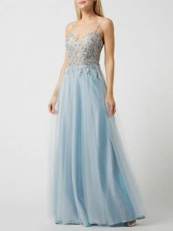 LACE & BEADS Shop 28 Luxuar Abendkleid Mit Ornamentalen Stickereien - Hellblau